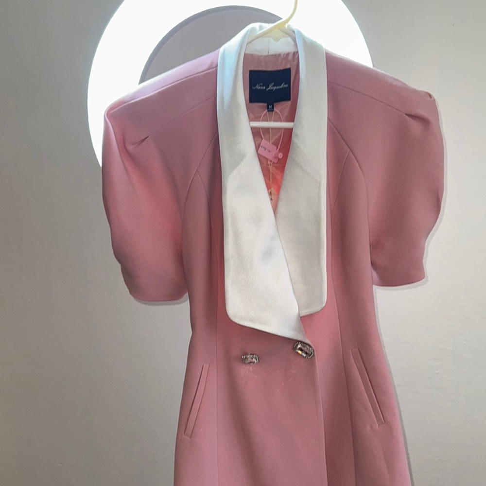 Nina Leonard Pink and White Blazer